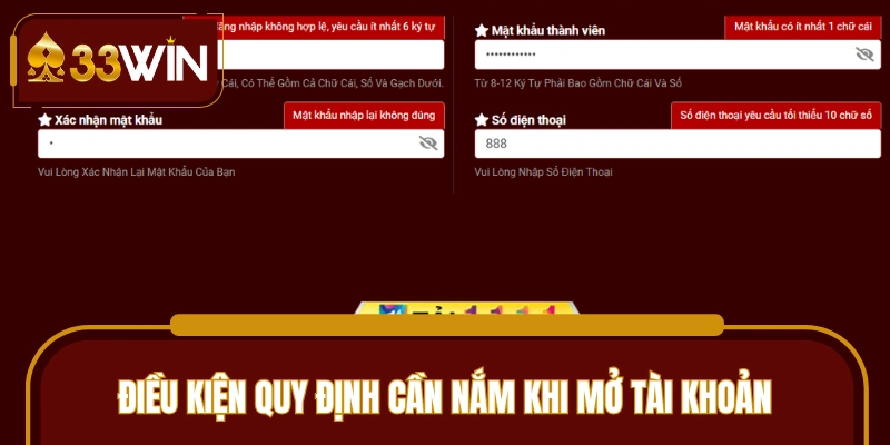 Điều kiện đủ để hội viên có thể thực hiện đăng ký 33WIN