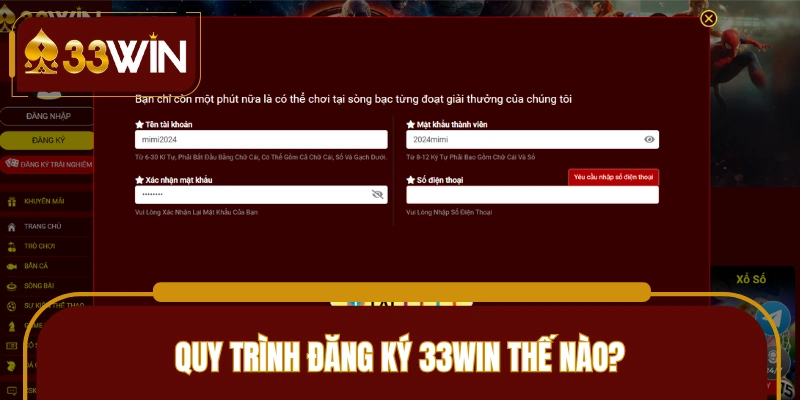 Tuần tự các bước đăng ký 33WIN siêu đơn giản